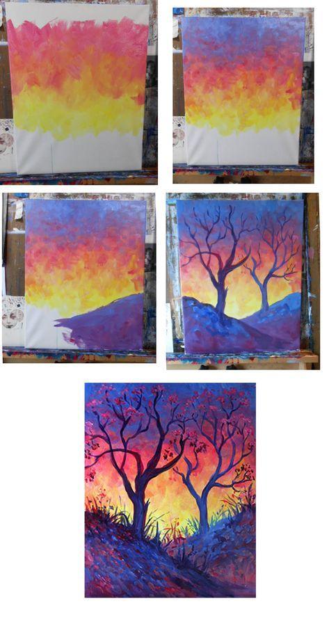 50 Step By Step Acrylic Painting Tutorials For Beginners HARUNMUDAK   36abee2e47463a62db8f41805332e029 Step By Step Painting Paint Night Ideas Tutorials Step By Step 