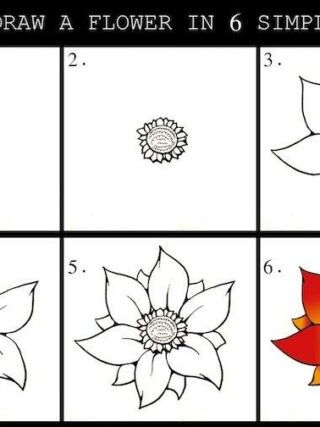 how to draw a flower in six simple steps simple drawing ideas step by step diy tutorial