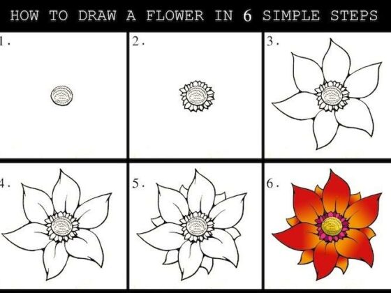 how to draw a flower in six simple steps simple drawing ideas step by step diy tutorial