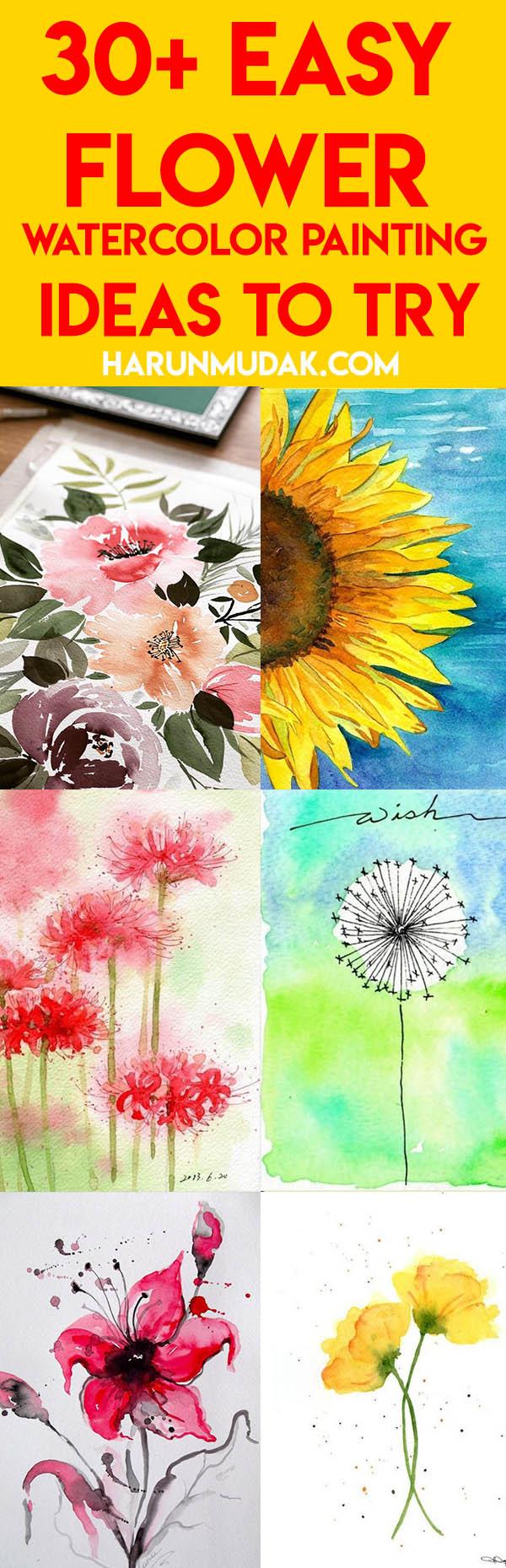 20+ Easy Flower Watercolor Painting Ideas To Try | HARUNMUDAK