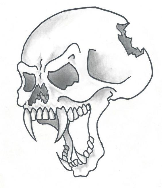 Scary Skull Tattoo Design on White Background Illustration Stock  Illustration  Illustration of isolated flat 160460816