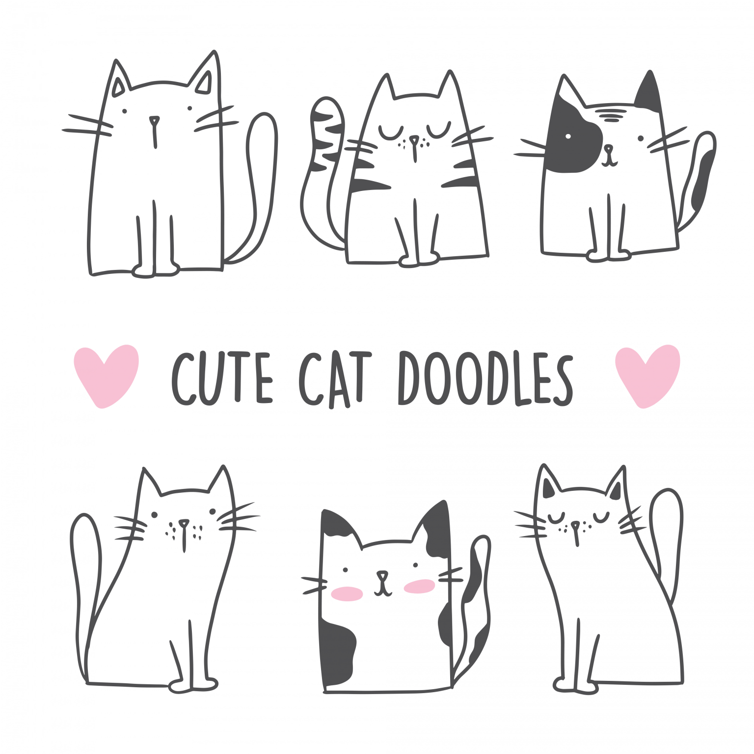 Каракули кошки. Doodle Cat. Shape Cat.