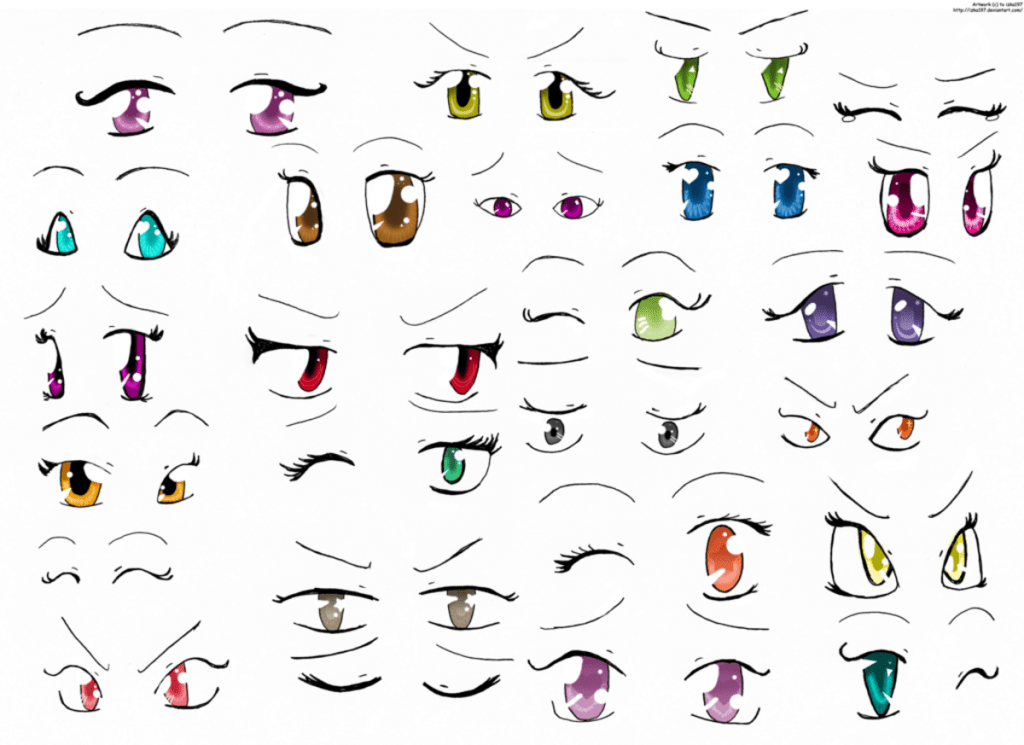 Anime Eyes - Reference Sheet color inspirations by Himmely on