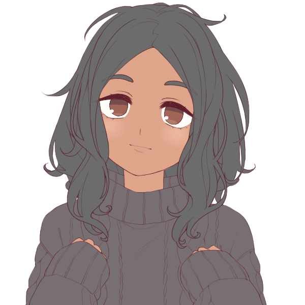 Happy Anime Girl With Black Hair