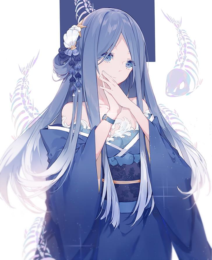 silver blue hair anime