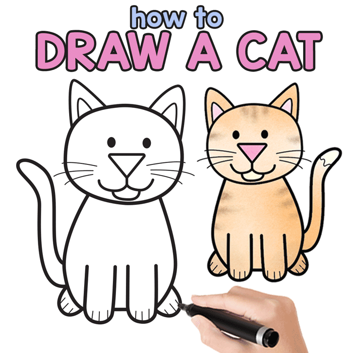 cat drawings easy