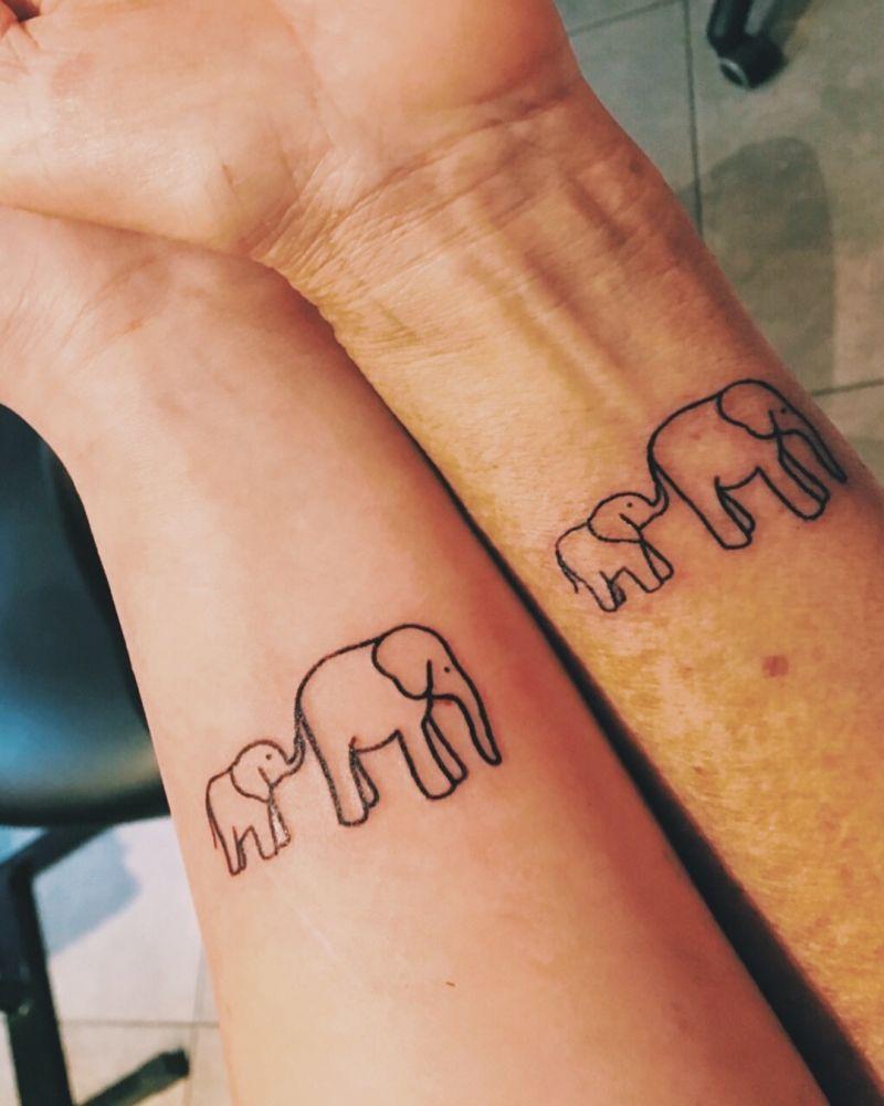 Tattoo uploaded by courtneyspears  Mother daughter elephant tattoo   Tattoodo