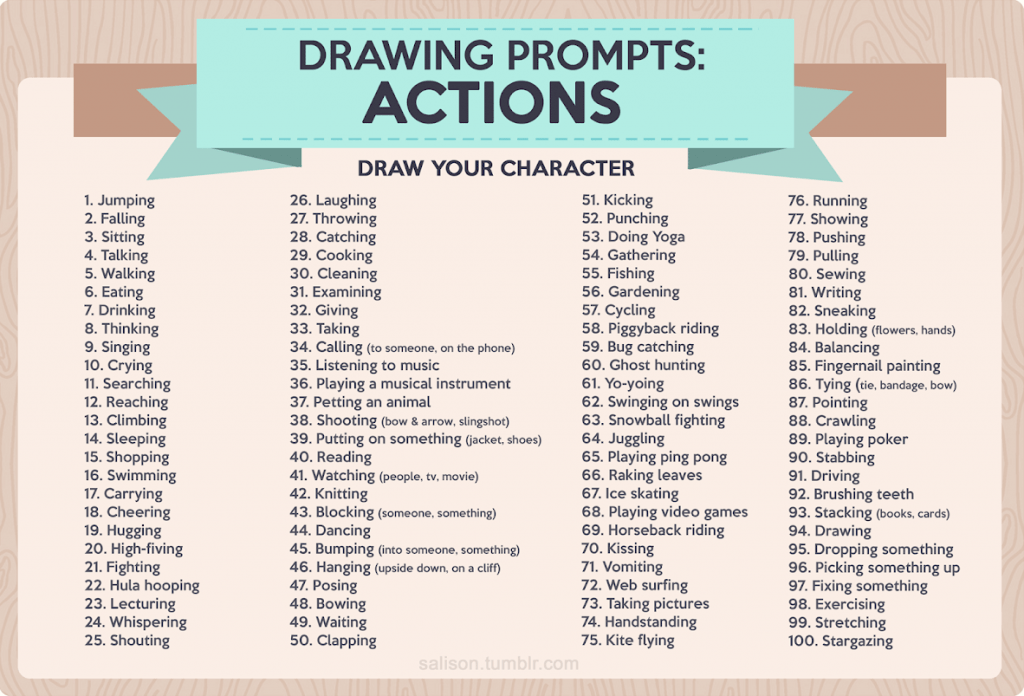Printable List Of Drawing Prompts
