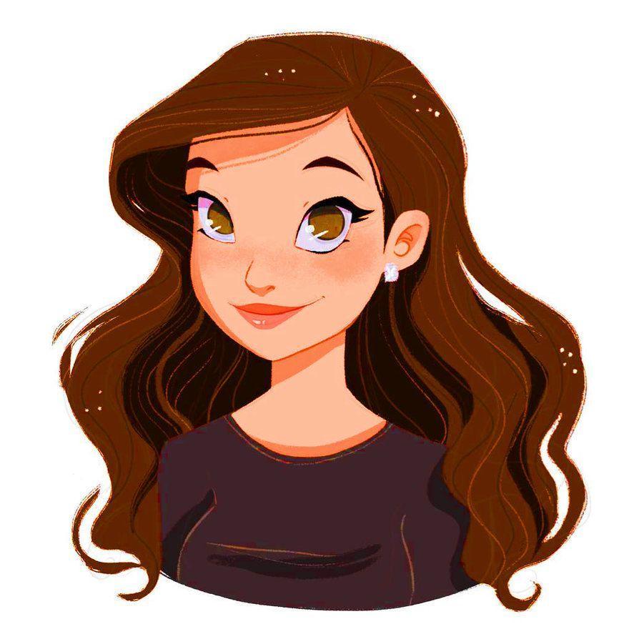 girl with long hair cartoon