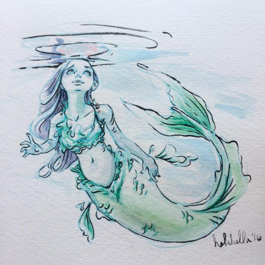 Anime Pregnant Mermaid Drawing / Baby blue pregnancy mermaid print by