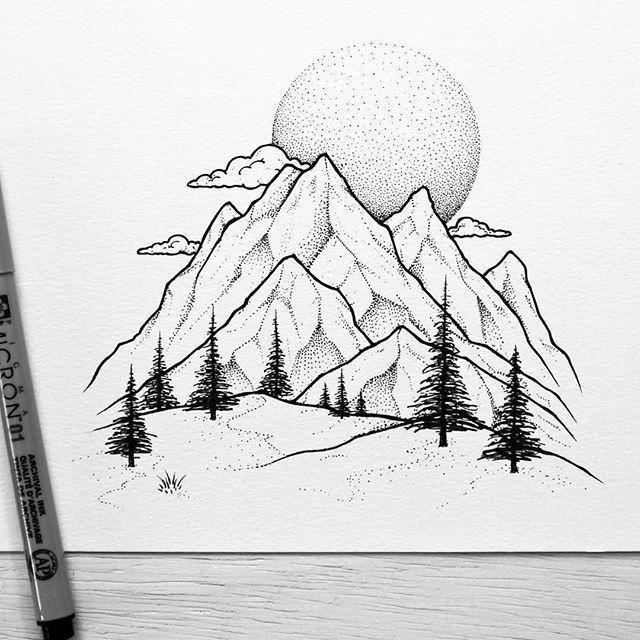 mountain sketch drawing