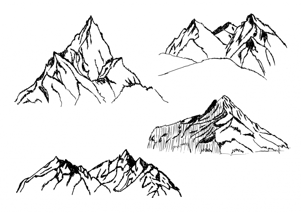 Best Mountain Range Sketch Drawing with Realistic
