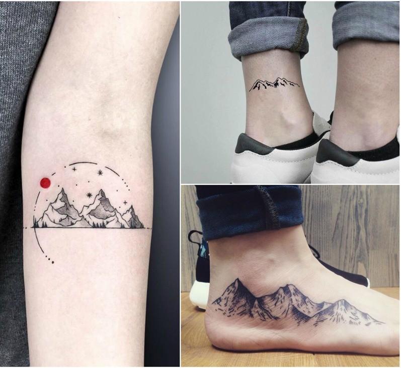 Minimalist Mountain Tattoo on Ankle