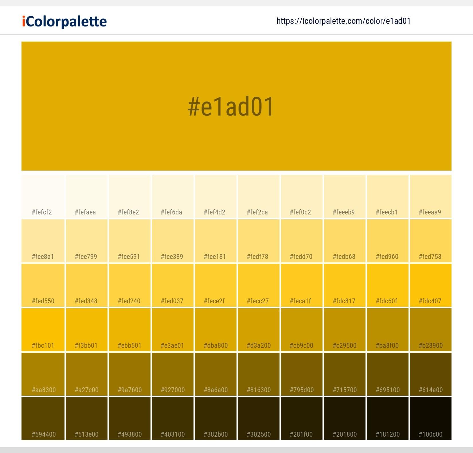 different-shades-of-yellow-color-chart