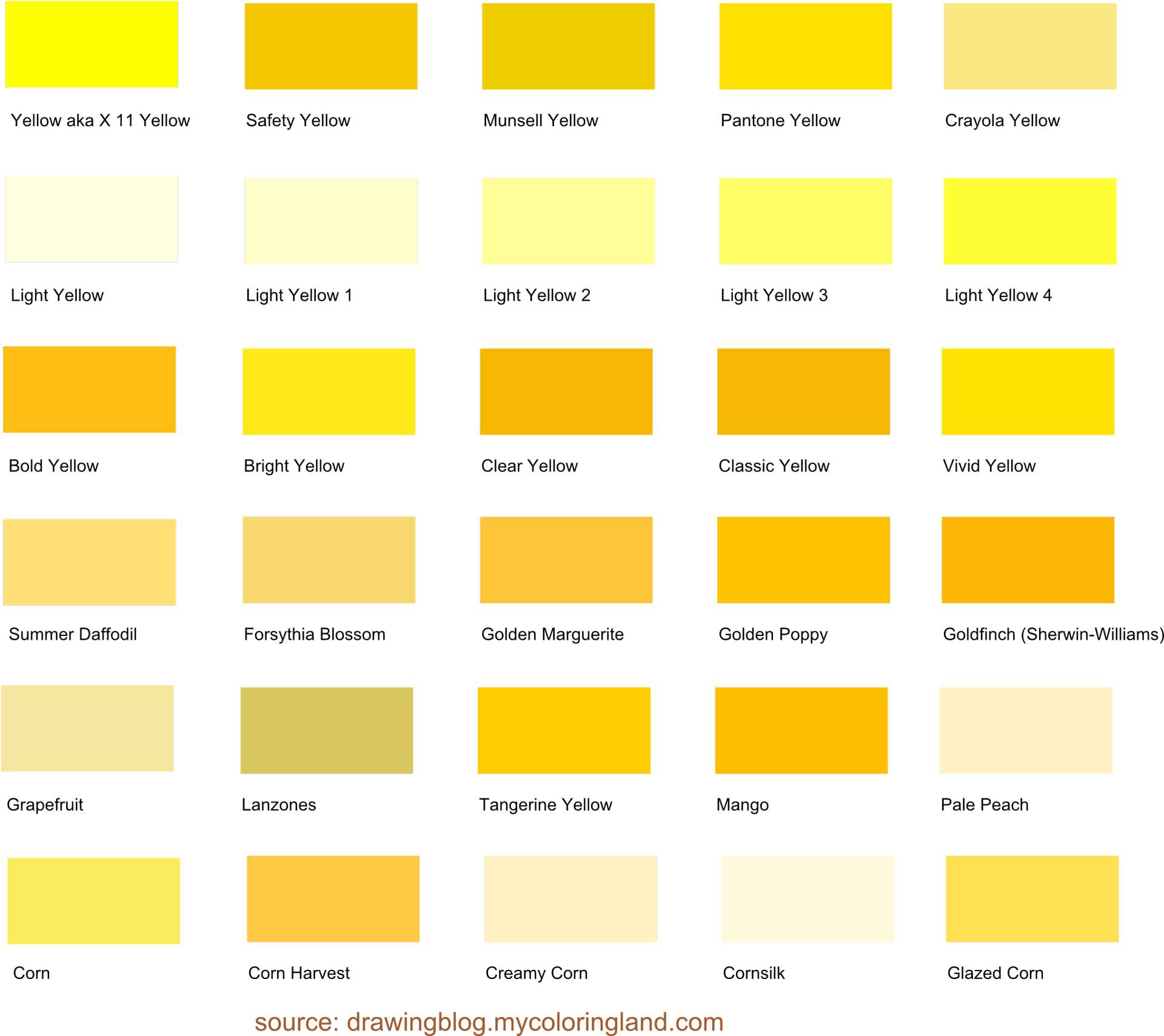 20+ Shades of Yellow Color Palette - HARUNMUDAK