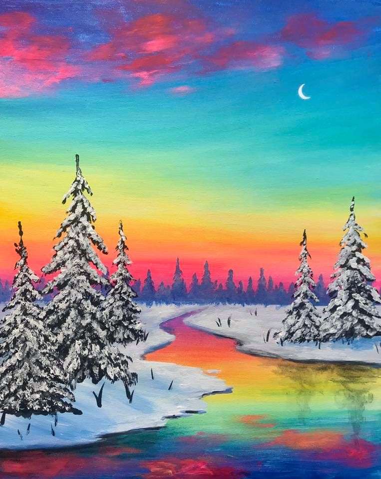 easy sunset scenery paintings