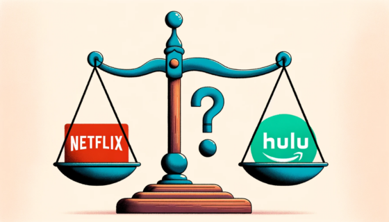 llustration of a balance scale with the Netflix logo on one side and logos of its competitors Hulu Amazon Prime Disney on the other. Above the Analyzing Netflix's Price Point in the Face of Stiff Competition